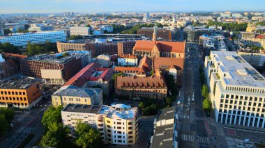 Wroclaw Polonya 'nın güzel üst manzara hava fotoğrafçılığı