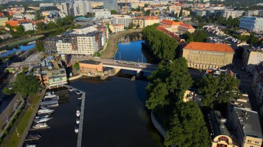 Wroclaw Polonya 'nın güzel üst manzara hava fotoğrafçılığı