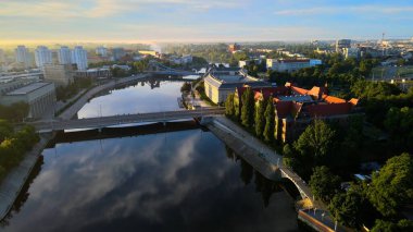 Wroclaw Polonya 'nın güzel üst manzara hava fotoğrafçılığı