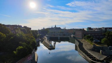 Wroclaw Polonya 'nın güzel üst manzara hava fotoğrafçılığı