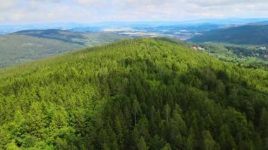 Yaz Saastal Saas-Fee İsviçre hava aracı dağ dronu karaçam ormanı kozalaklı üst bulutlar İsviçre Alpleri dağ zirveleri vadi drone hareketi