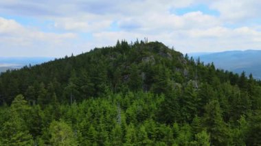 Yükselen kaya oluşumları, Almanya 'daki Sakson İsviçre Dağları' nda açık bir gökyüzünün altında yemyeşil bir ormanın ortasında duruyor..