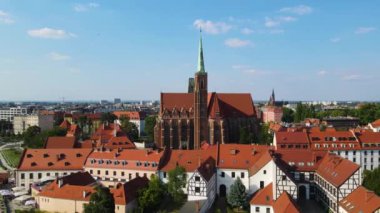 Avrupa 'nın güzel kenti Antik mimari Uçuşu Wroclaw Polonya' dan insansız hava aracı ile vuruldu