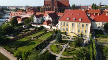 Avrupa 'nın güzel kenti Antik mimari Uçuşu Wroclaw Polonya' dan insansız hava aracı ile vuruldu