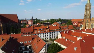 Avrupa 'nın güzel kenti Antik mimari Uçuşu Wroclaw Polonya' dan insansız hava aracı ile vuruldu