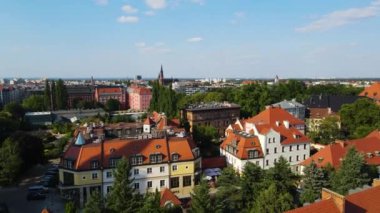 Avrupa 'nın güzel kenti Antik mimari Uçuşu Wroclaw Polonya' dan insansız hava aracı ile vuruldu