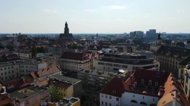 Avrupa 'nın güzel kenti Antik mimari Uçuşu Wroclaw Polonya' dan insansız hava aracı ile vuruldu