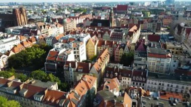 Avrupa 'nın güzel kenti Antik mimari Uçuşu Wroclaw Polonya' dan insansız hava aracı ile vuruldu