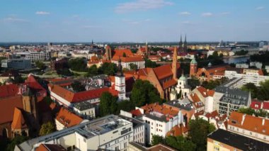 Avrupa 'nın güzel kenti Antik mimari Uçuşu Wroclaw Polonya' dan insansız hava aracı ile vuruldu