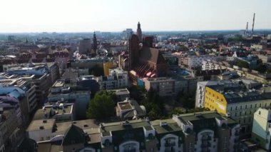 Avrupa 'nın güzel kenti Antik mimari Uçuşu Wroclaw Polonya' dan insansız hava aracı ile vuruldu