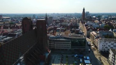 Avrupa 'nın güzel kenti Antik mimari Uçuşu Wroclaw Polonya' dan insansız hava aracı ile vuruldu