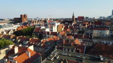 Avrupa 'nın güzel kenti Antik mimari Uçuşu Wroclaw Polonya' dan insansız hava aracı ile vuruldu