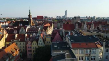 Avrupa 'nın güzel kenti Antik mimari Uçuşu Wroclaw Polonya' dan insansız hava aracı ile vuruldu