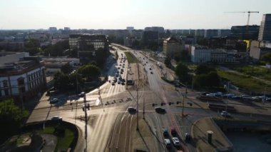 Avrupa 'nın güzel kenti Antik mimari Uçuşu Wroclaw Polonya' dan insansız hava aracı ile vuruldu