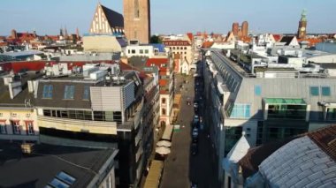 Avrupa 'nın güzel kenti Antik mimari Uçuşu Wroclaw Polonya' dan insansız hava aracı ile vuruldu