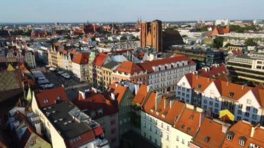 Avrupa 'nın güzel kenti Antik mimari Uçuşu Wroclaw Polonya' dan insansız hava aracı ile vuruldu