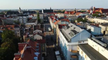 Avrupa 'nın güzel kenti Antik mimari Uçuşu Wroclaw Polonya' dan insansız hava aracı ile vuruldu
