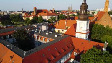 Avrupa 'nın güzel kenti Antik mimari Uçuşu Wroclaw Polonya' dan insansız hava aracı ile vuruldu