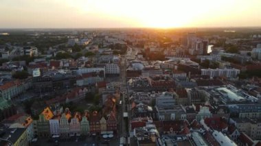 Avrupa 'nın güzel kenti Antik mimari Uçuşu Wroclaw Polonya' dan insansız hava aracı ile vuruldu