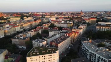 Avrupa 'nın güzel kenti Antik mimari Uçuşu Wroclaw Polonya' dan insansız hava aracı ile vuruldu