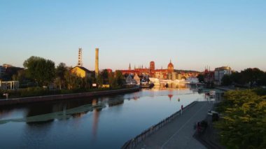 Gdansk Drone Şehir mimarisi tarihi merkezi Avrupa 'dan Polonya