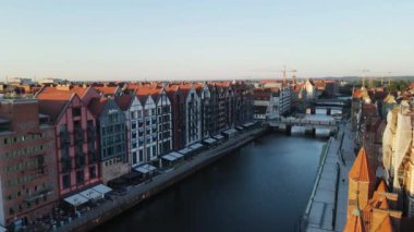 Gdansk Drone Şehir mimarisi tarihi merkezi Avrupa 'dan Polonya