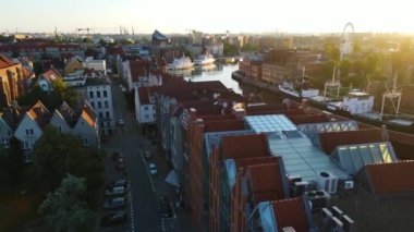 Gdansk Drone Şehir mimarisi tarihi merkezi Avrupa 'dan Polonya