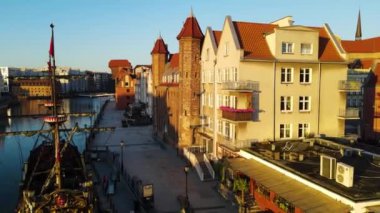 Gdansk Drone Şehir mimarisi tarihi merkezi Avrupa 'dan Polonya