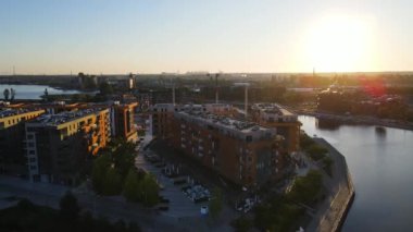 Gdansk Drone Şehir mimarisi tarihi merkezi Avrupa 'dan Polonya