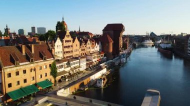 Gdansk Drone Şehir mimarisi tarihi merkezi Avrupa 'dan Polonya