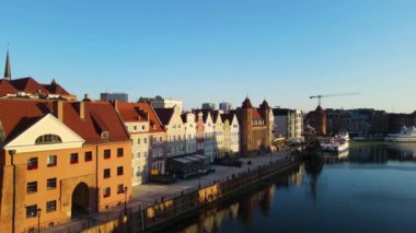 Gdansk Drone Şehir mimarisi tarihi merkezi Avrupa 'dan Polonya