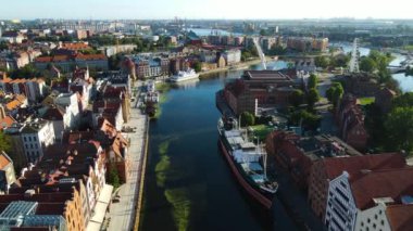 Gdansk Drone Şehir mimarisi tarihi merkezi Avrupa 'dan Polonya