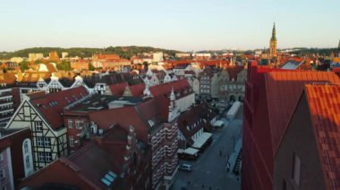 Gdansk Drone, Avrupa şehir mimari merkezi Polonya 'nın hava görüntüsü