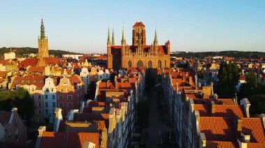 Gdansk Drone, Avrupa şehir mimari merkezi Polonya 'nın hava görüntüsü