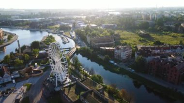 Gdansk Drone, Avrupa şehir mimari merkezi Polonya 'nın hava görüntüsü