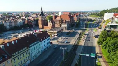 Gdansk Drone, Avrupa şehir mimari merkezi Polonya 'nın hava görüntüsü