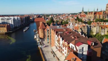 Gdansk Drone, Avrupa şehir mimari merkezi Polonya 'nın hava görüntüsü