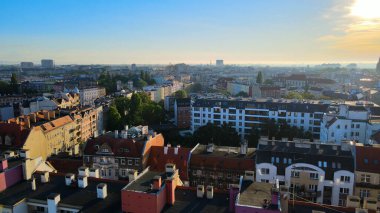 Wroclaw Polonya 'nın güzel üst manzara hava fotoğrafçılığı