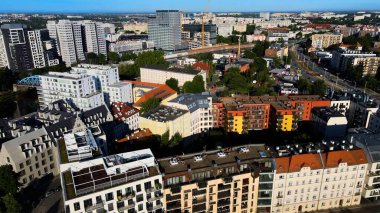 Wroclaw Polonya 'nın güzel üst manzara hava fotoğrafçılığı