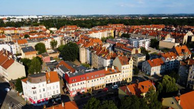 Panorama şehri mimarisi Eski Avrupa Legnica Polonya