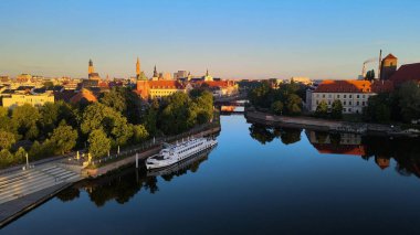 Wroclaw Polonya 'nın güzel üst manzara hava fotoğrafçılığı