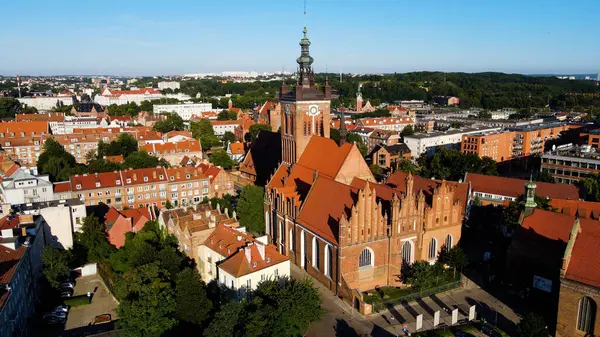 şehir Avrupai antik mimari liman kenti hava fotoğrafçısı Gdansk Poland