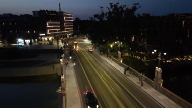 Wroclaw Polonya 'da Mimari Şehir Sokak Işıklandırma Gecesi İHA' dan gece görüşü