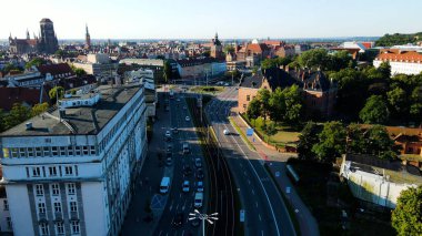 şehir Avrupai antik mimari liman kenti hava fotoğrafçısı Gdansk Poland