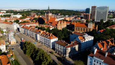 şehir Avrupai antik mimari liman kenti hava fotoğrafçısı Gdansk Poland