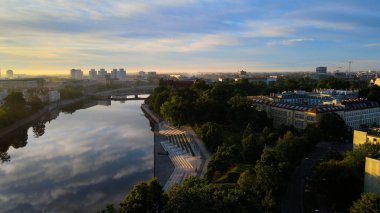 Wroclaw Polonya 'nın güzel üst manzara hava fotoğrafçılığı