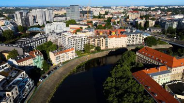 Wroclaw Polonya 'nın güzel üst manzara hava fotoğrafçılığı