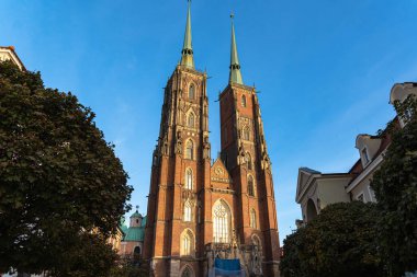 Eski şehrin şehir manzarası, Wroclaw, Polonya