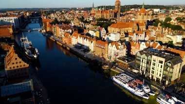 şehir Avrupai antik mimari liman kenti hava fotoğrafları gdansk poland
