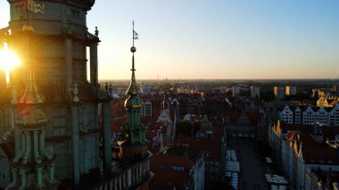 şehir Avrupai antik mimari liman kenti hava fotoğrafları gdansk poland